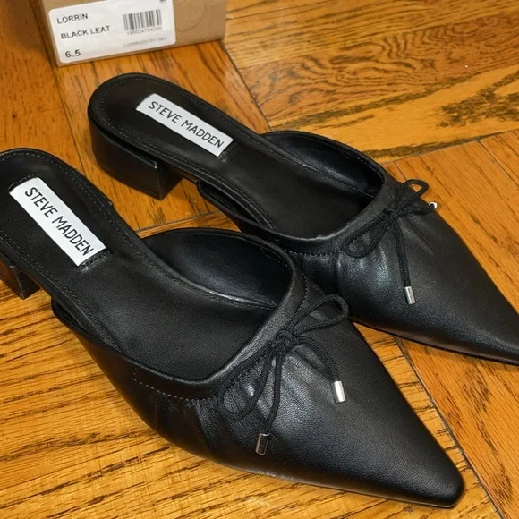 NWT Steve Madden Lorrin Pump Mule in Black Leather - Picture 2 of 5